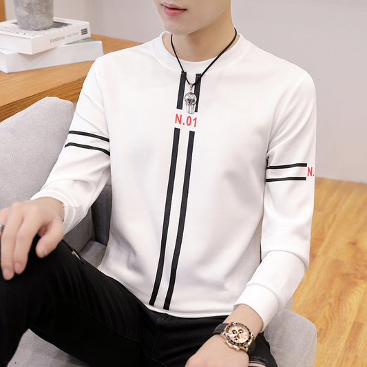 Spring and Autumn New mens printed long-sleeved T-shirt