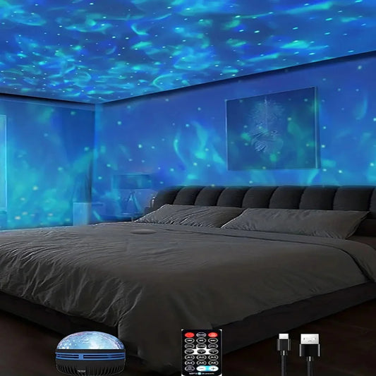 Star, Galaxy , Water Ocean Wave projector For Bedroom Night Light   With 7-Colors Patterns