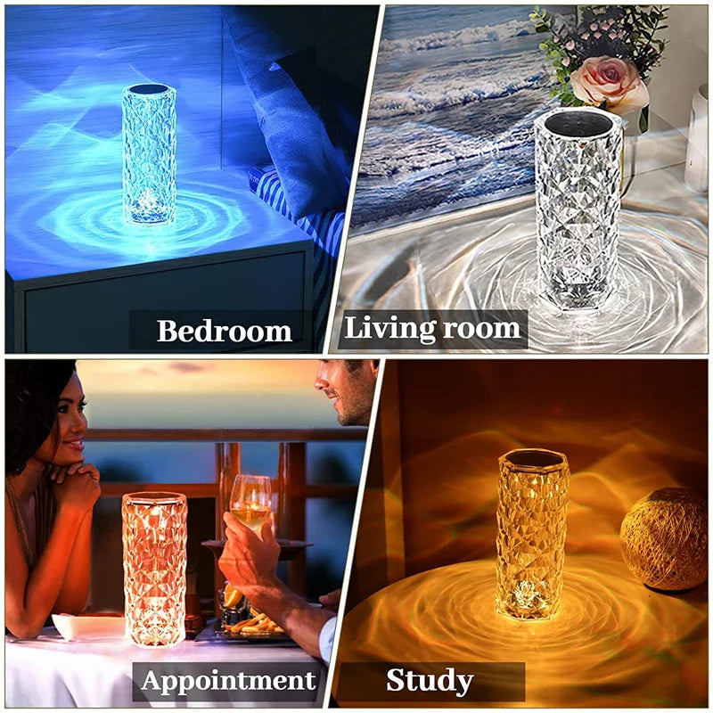 LED Crystal Table Lamp 3/16 Colors Touch Night Light