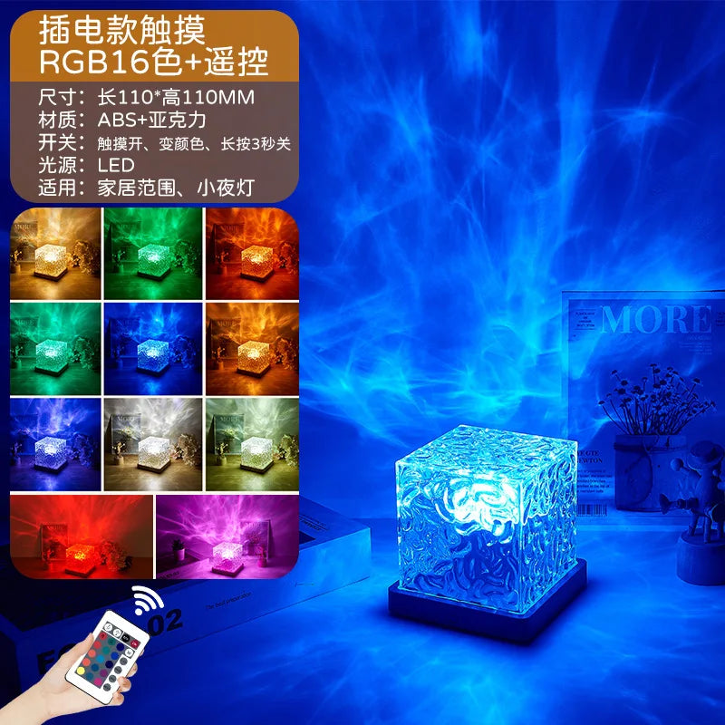 Crystal Lamp with 16 colours for Living Room Study Bedroom Bedside Decor