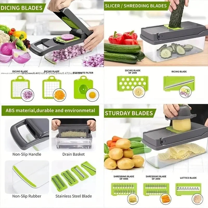 16pcs/Set Multifunctional Vegetable Chopper