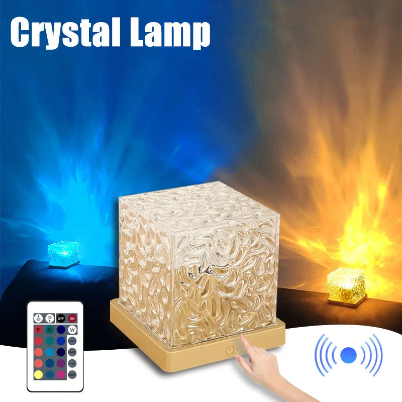 Crystal Lamp with 16 colours for Living Room Study Bedroom Bedside Decor